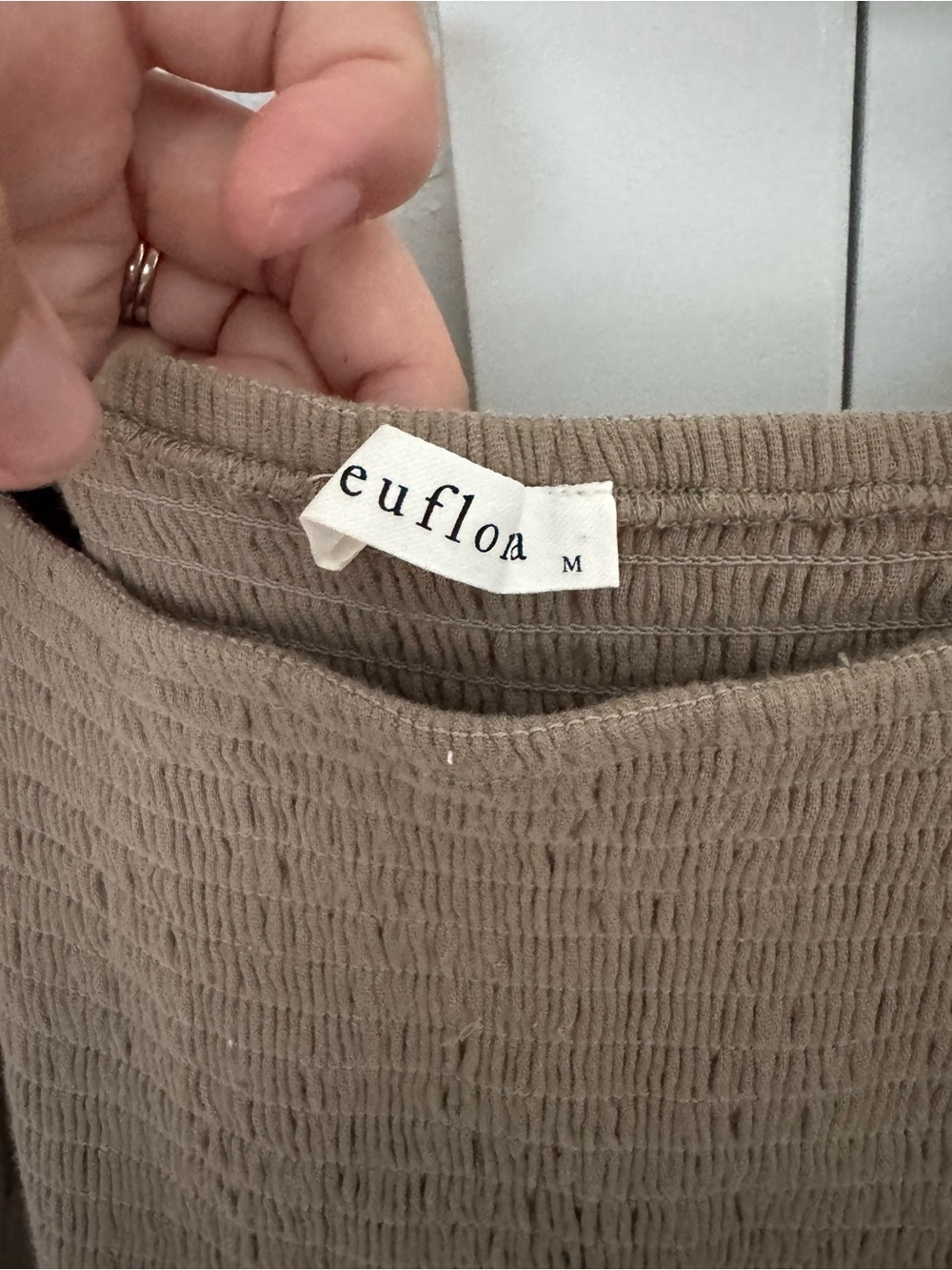 Square-Neck Maxi Dress with Smocked Bodice in Taupe - Picture 2 of 3